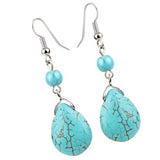 Max Temperament Texture Turquoise Earrings Bridal Dangle Drop Ear Rings Blue