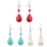 Max Temperament Texture Turquoise Earrings Bridal Dangle Drop Ear Rings Blue