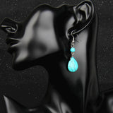 Max Temperament Texture Turquoise Earrings Bridal Dangle Drop Ear Rings Blue