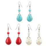 Max Temperament Texture Turquoise Earrings Bridal Dangle Drop Ear Rings Blue