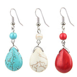 Max Temperament Texture Turquoise Earrings Bridal Dangle Drop Ear Rings Blue