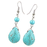 Max Temperament Texture Turquoise Earrings Bridal Dangle Drop Ear Rings Blue