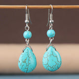 Max Temperament Texture Turquoise Earrings Bridal Dangle Drop Ear Rings Blue