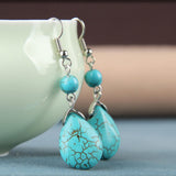 Max Temperament Texture Turquoise Earrings Bridal Dangle Drop Ear Rings Blue