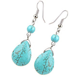 Max Temperament Texture Turquoise Earrings Bridal Dangle Drop Ear Rings Blue