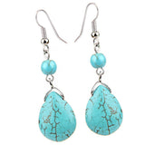 Max Temperament Texture Turquoise Earrings Bridal Dangle Drop Ear Rings Blue