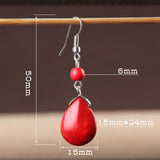 Max Temperament Texture Turquoise Earrings Bridal Dangle Drop Ear Rings Red