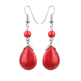 Max Temperament Texture Turquoise Earrings Bridal Dangle Drop Ear Rings Red