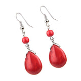 Max Temperament Texture Turquoise Earrings Bridal Dangle Drop Ear Rings Red