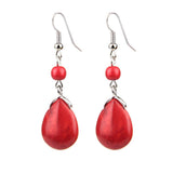 Max Temperament Texture Turquoise Earrings Bridal Dangle Drop Ear Rings Red