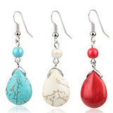 Max Temperament Texture Turquoise Earrings Bridal Dangle Drop Ear Rings Red