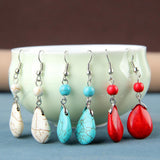 Max Temperament Texture Turquoise Earrings Bridal Dangle Drop Ear Rings Red