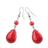 Max Temperament Texture Turquoise Earrings Bridal Dangle Drop Ear Rings Red