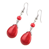 Max Temperament Texture Turquoise Earrings Bridal Dangle Drop Ear Rings Red