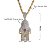 Maxbell 18K Gold Hip Hop Iced Out Spaceman Pendant Necklace Sweater Chain Choker