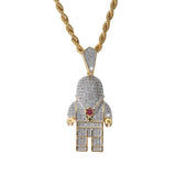 Maxbell 18K Gold Hip Hop Iced Out Spaceman Pendant Necklace Sweater Chain Choker