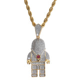 Maxbell 18K Gold Hip Hop Iced Out Spaceman Pendant Necklace Sweater Chain Choker