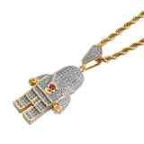 Maxbell 18K Gold Hip Hop Iced Out Spaceman Pendant Necklace Sweater Chain Choker