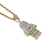 Maxbell 18K Gold Hip Hop Iced Out Spaceman Pendant Necklace Sweater Chain Choker