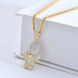 Maxbell 18K Gold Hip Hop Iced Out Spaceman Pendant Necklace Sweater Chain Choker