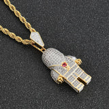 Maxbell 18K Gold Hip Hop Iced Out Spaceman Pendant Necklace Sweater Chain Choker