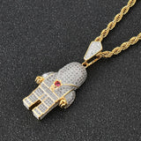 Maxbell 18K Gold Hip Hop Iced Out Spaceman Pendant Necklace Sweater Chain Choker