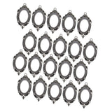 Maxbell 20 Pieces Blank Oval Bezel Tray Base Cabochon Necklace Pendant