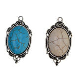 Maxbell 20 Pieces Blank Oval Bezel Tray Base Cabochon Necklace Pendant