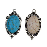 Maxbell 20 Pieces Blank Oval Bezel Tray Base Cabochon Necklace Pendant