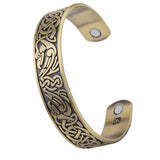 Max Viking Talisman Wide Cuff Bracelet Totem Open Wire Bangle Antique Gold