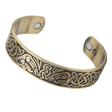 Max Viking Talisman Wide Cuff Bracelet Totem Open Wire Bangle Antique Gold