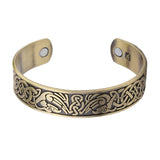 Max Viking Talisman Wide Cuff Bracelet Totem Open Wire Bangle Antique Gold