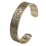 Max Viking Talisman Wide Cuff Bracelet Totem Open Wire Bangle Antique Gold