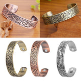 Max Viking Talisman Wide Cuff Bracelet Totem Open Wire Bangle Antique Gold