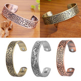 Max Viking Talisman Wide Cuff Bracelet Totem Open Wire Bangle Antique Gold