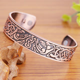 Max Viking Talisman Wide Cuff Bracelet Totem Open Wire Bangle Antique Copper