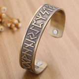 Max Viking Runes Wide Elastic Cuff Bangle Bracelet Wristband Jewelry Golden