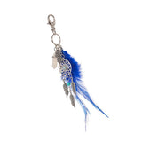 Max Boho Style Turquoise Blue Feather Charm Keyring Key Chain Mini Palm Keyfob