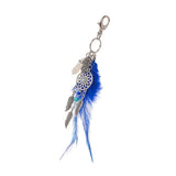 Max Boho Style Turquoise Blue Feather Charm Keyring Key Chain Mini Palm Keyfob