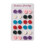 Max 12 Pairs Assorted Resin Rose Flower Ear Studs Piercing Earrings Jewelry