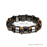 Max Metal Energy Hematite Magnetic Therapy Bracelet 2 Layers Tiger Eye Stones