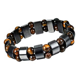 Max Metal Energy Hematite Magnetic Therapy Bracelet 2 Layers Tiger Eye Stones