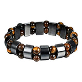 Max Metal Energy Hematite Magnetic Therapy Bracelet 2 Layers Tiger Eye Stones