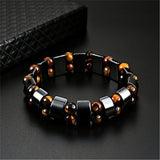 Max Metal Energy Hematite Magnetic Therapy Bracelet 2 Layers Tiger Eye Stones
