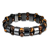 Max Metal Energy Hematite Magnetic Therapy Bracelet 2 Layers Tiger Eye Stones