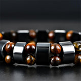 Max Metal Energy Hematite Magnetic Therapy Bracelet 2 Layers Tiger Eye Stones