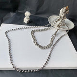 Unisex Silver Metal Wallet Chain Jeans Biker Rocker Double Layered Necklace