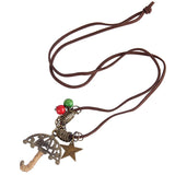 Max Vintage Style Plated Alloy Star Moon Umbrella Charm Pendant Necklace Jewelry