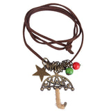 Max Vintage Style Plated Alloy Star Moon Umbrella Charm Pendant Necklace Jewelry