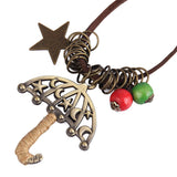 Max Vintage Style Plated Alloy Star Moon Umbrella Charm Pendant Necklace Jewelry